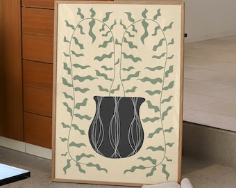 Minimalist Botanical Art Print: Plant Illustration for Modern or Japandi Wall Decor