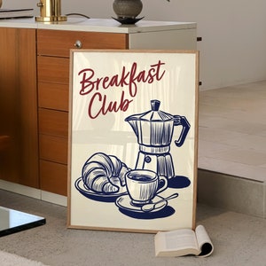 Breakfast Print, Breakfast Wall Art, Breakfast Club Decor, Retro Kitchen Decor, Food Illustration, Brunch Print, Food & Drink Decor