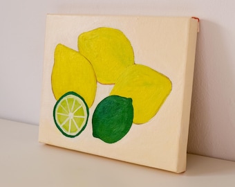 Lemon Painting: Original Acrylic on Canvas for Kitchen Decor