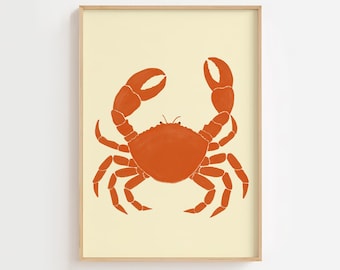 Crab Art Print: Modern Coastal Kitchen Wall Art