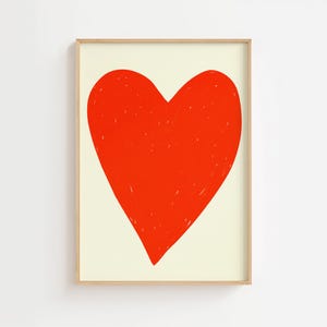 Red Heart Illustration Print: Hand-Drawn Minimalist Wall Art