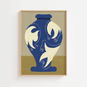 Blue Vase Art Print, Original Artwork, Still Life Print, Modern Wall Art, Vase Poster, Mid Century Modern Wall Art Prints, Unique Wall Art