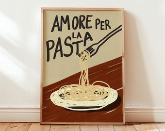 Stampa artistica di pasta italiana: decorazione moderna per la parete della cucina / Quadro con pasta