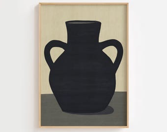 Black Vase Wall Art Print: Minimalist Still Life, Modern Wall Decor