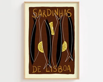 Lisbon Sardines Art Print: Portuguese Kitchen Decor