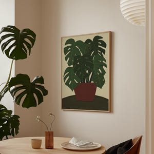 Monstera Art Print: Earth Tones Botanical Illustration