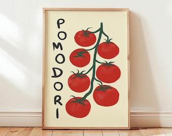 Tomato Art Print: Retro Italian Kitchen Decor