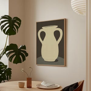 Impresión artística de jarrón beige, arte mural en tonos tierra, obra de arte original, impresión artística de bodegón, arte mural minimalista, póster de jarrón, decoración de pared moderna
