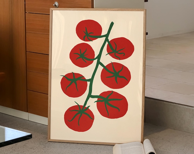 Tomato Art Print: Retro Kitchen Food Illustration