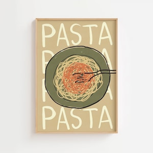 Pasta Art Print, Spaghetti Wall Art, Pasta Poster, Kitchen Wall Art, Modern Kitchen Wall Decor, Pasta Wall Art, Spaghetti Print, Pasta Print