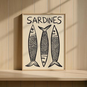 Sardines Art Print: Trendy Mediterranean Kitchen Decor