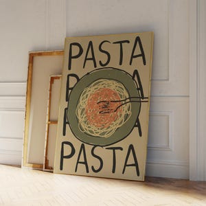 Spaghetti Art Print, Pasta Wall Art, Hand Drawn Food Illustration, Modern Kitchen Wall Decor, Italian Food Artwork, Spaghetti Print