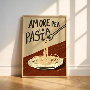 Italian Pasta Art Print: Rustic Kitchen Food Decor