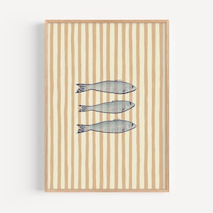 Sardine Art Print: Fish Illustration for Coastal Kitchen Wall Decor