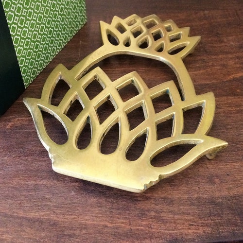 Brass Cat Trivet Mid Century Modern Etsy