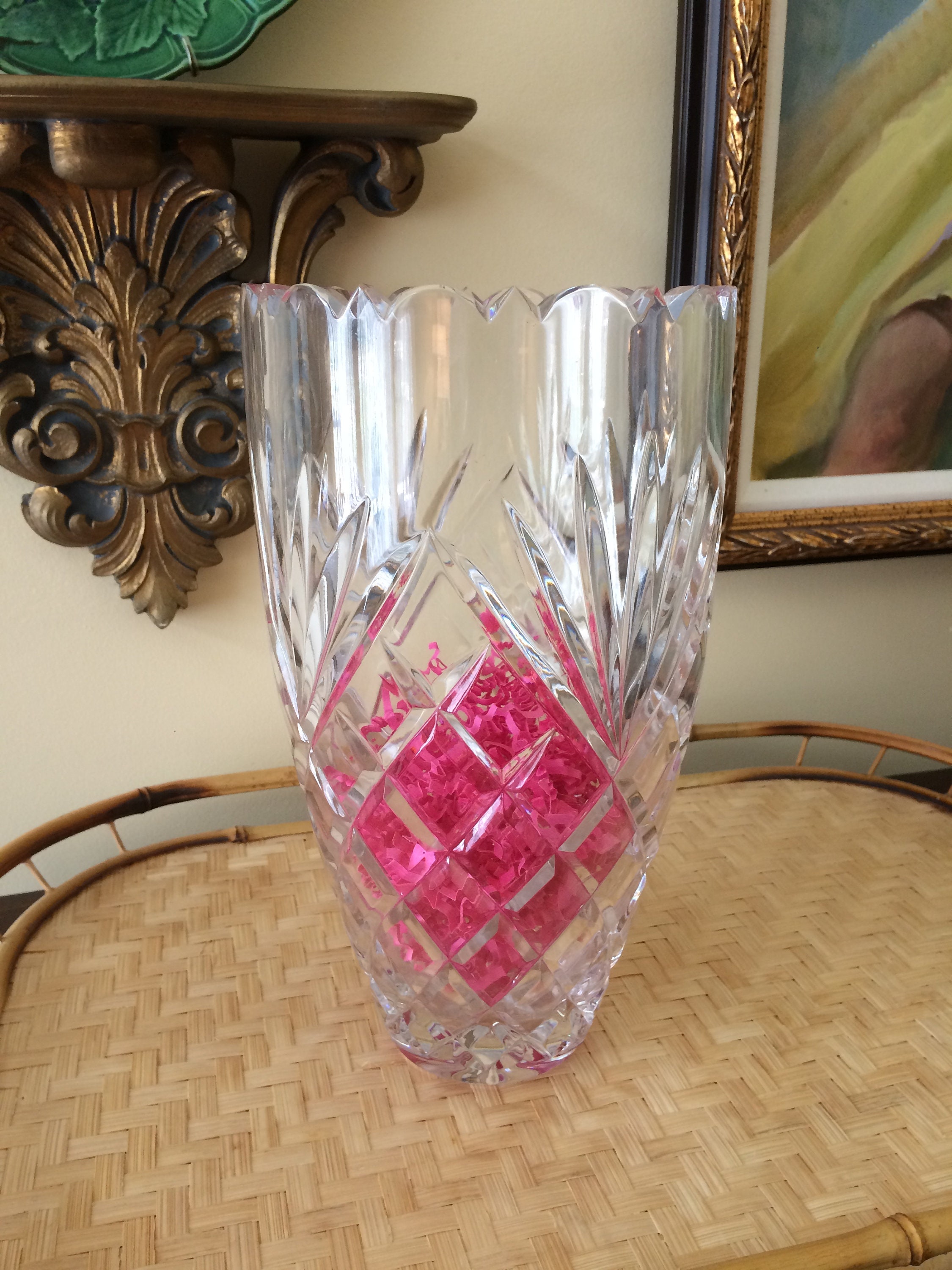 Large Irish Crystal Vase Ten Inches Tall Faceted Vase Flower Etsy