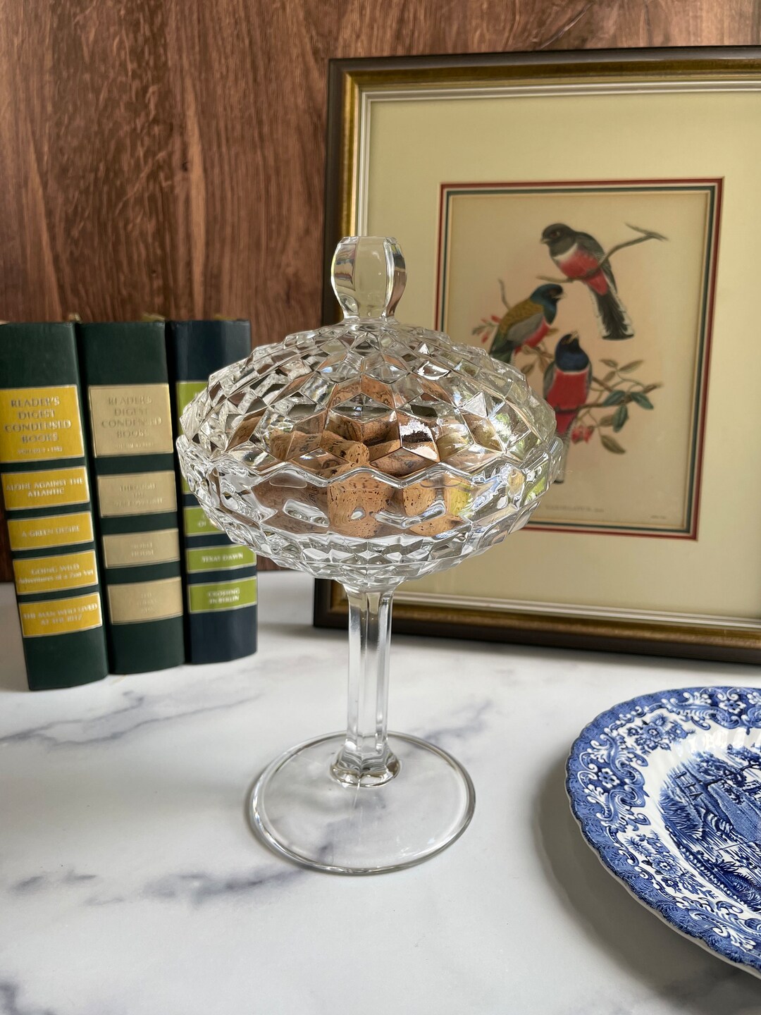 Vintage Fostoria Candy Dish Tall Clear Glass American Fostoria Etsy