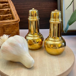 Vintage Gold Tone Salt & Pepper Shakers by International Silver Company Large Elegant Shakers for Dining Table