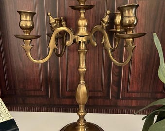 Vintage Brass Five Arm Candelabra