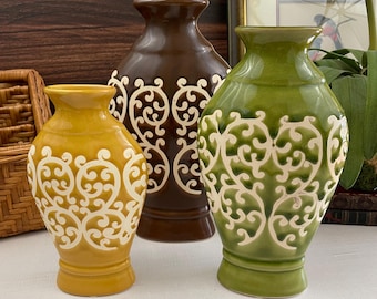Set of Vintage Ceramic Vases Three Decorative Vases