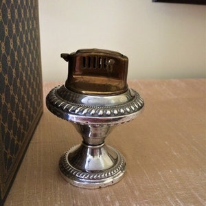 Sterling Silver Weighted Table Lighter Vintage Pedestal with Copper Lighter Insert Made in Japan Very Old Lighter