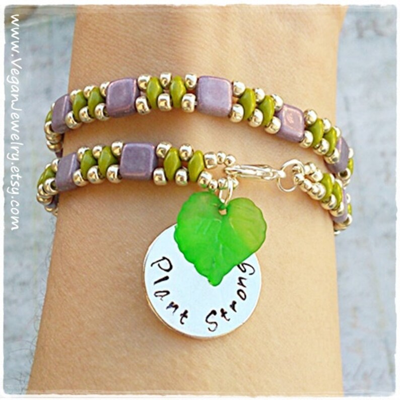 Plant Strong Vegan gift Vegan Bracelet Plant Based gift Veggie Vegan Jewellery Vegetarian Wrap Bracelet Herbivore Vegan Jewelry