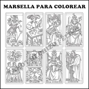 Tarot de Marsella para Colorear (22 Arcanos mayores) Tarot Hechizo Felino digital descargable imprimible PDF