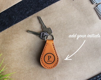 Leather Keychain, Custom Leather Keychain, Monogrammed Leather Keychain, Personalized Leather keychain, Tag with monogram