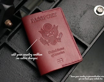 Passport Cover for any country, Leather USA passport Holder, British Passport Sleeve, Canadian passport case, Australian passport cover