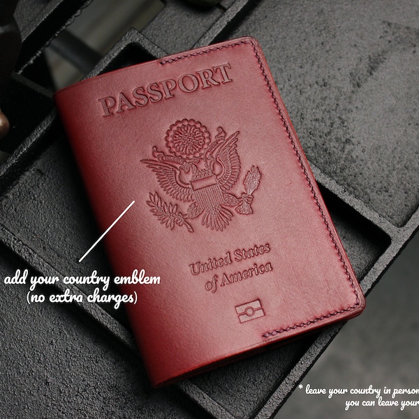 Passport Cover for any country, Leather USA passport Holder, British Passport Sleeve, Canadian passport case, Australian passport cover