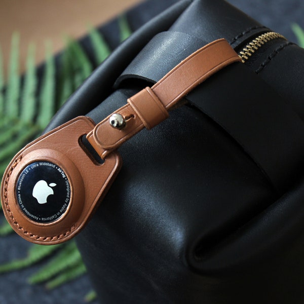 Porte-clés AirTag, étui AirTag en cuir personnalisé pour porte AirTag Apple en cuir, porte-clés AirTag en cuir