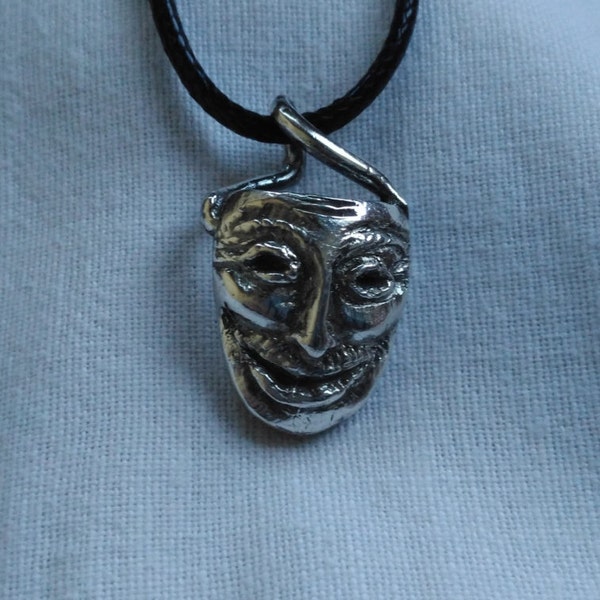 Shakespeare Comedy Theatre Mask  Pendant Sterling Silver 925 UK Hallmarked