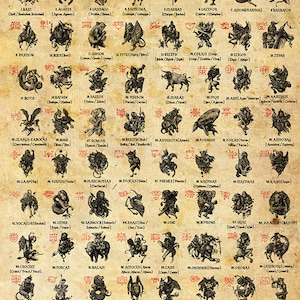 Poster dei Demoni di Goetia. 72 Demoni di Salomone, Stampa occulta, Illustrazione delle streghe, Poster di stregoneria, Magick Art Size Formato carta A1