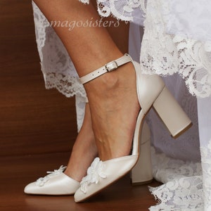 Women's Bridal Block Heels/ Handmade