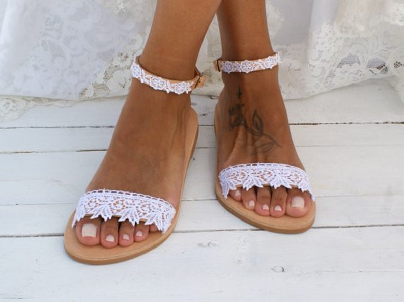 Handmade to Order/ White Lace Sandals/ Bridal Sandals/ Wedding | Etsy ...