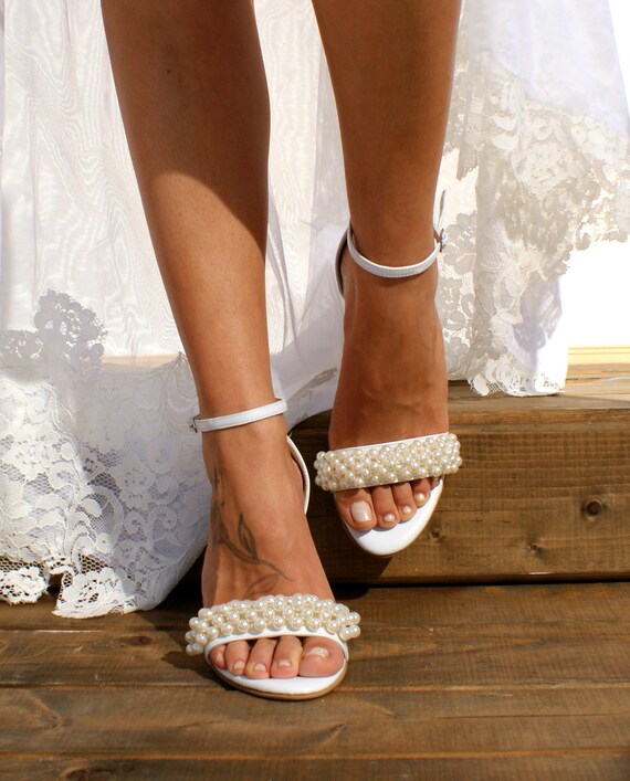 white block wedding heels