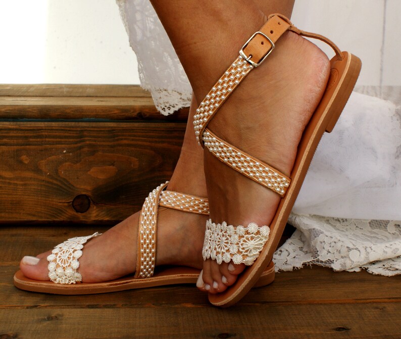 Wedding Sandals/ Ivory Lace Bridal Sandals/ Leather Sandals/ - Etsy