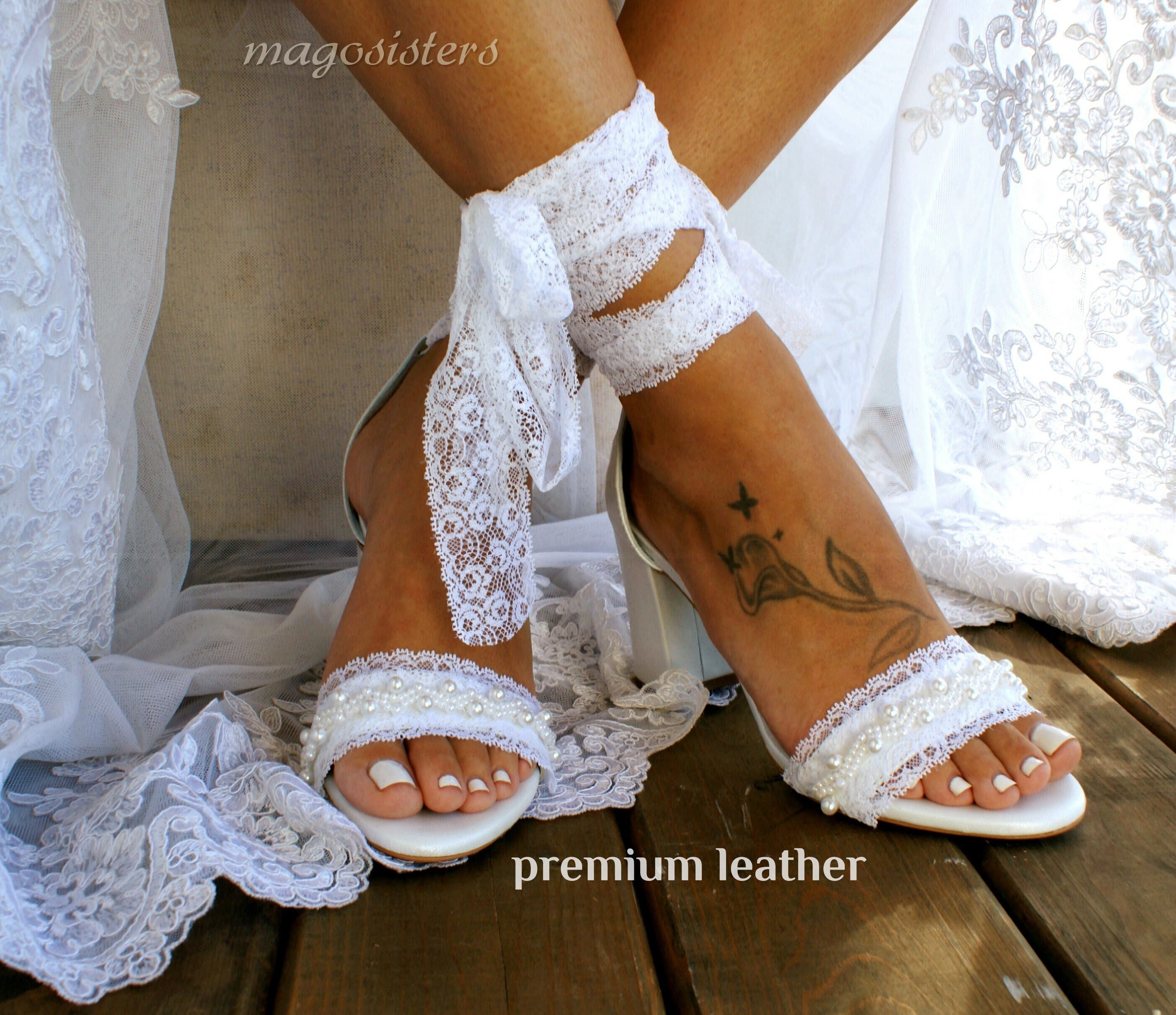 Block Heel White Leather Wedding Sandals/ Handmade White - Etsy