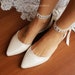 Women's bridal shoes/ Handmade IVORY leather flat/ Wedding ballet pumps/D'Orsay flats/ Silver-embellished shoes/ Ballerina  shoes/ LOVE KNOT 