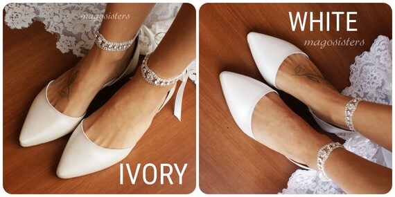 Scarpe da sposa da donna/ Piatte in pelle BIANCA fatte a mano/ | Etsy Italia