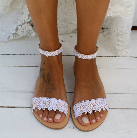 Handmade to Order/ White Lace Sandals/ Bridal Sandals/ Wedding | Etsy ...