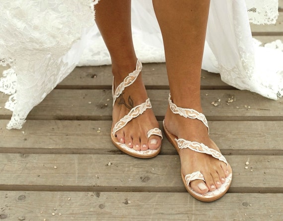 white lace wedding sandals