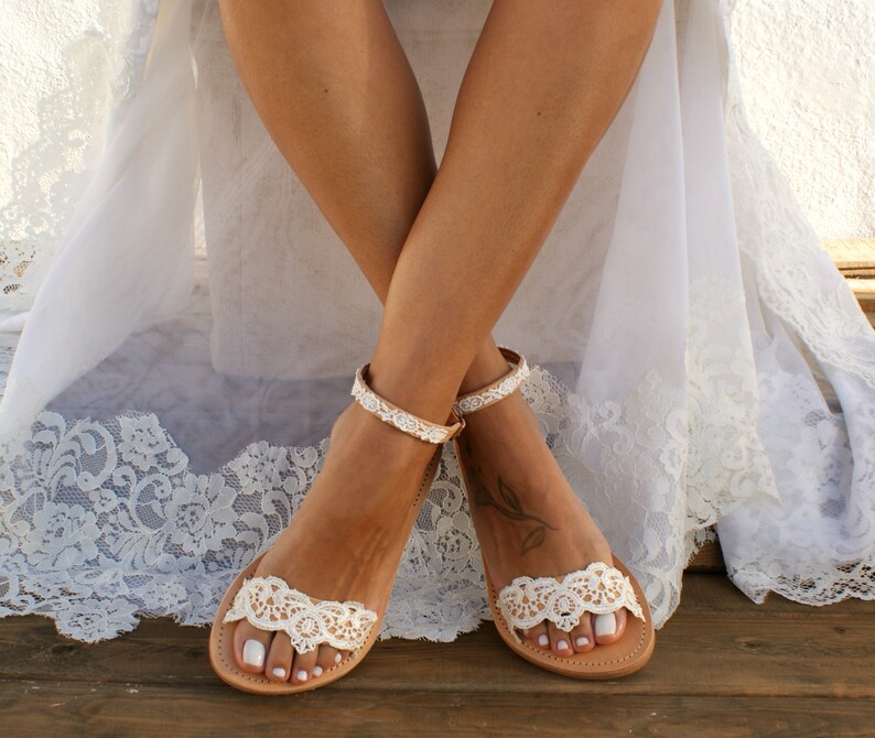 bridal sandals flat ivory