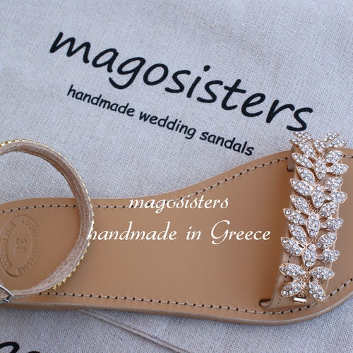 Wedding sandals/ bridal sandals/ leather shops sandals/ Rhinestone-embellished shoes/ gold sandals/ beach wedding sandals/ 