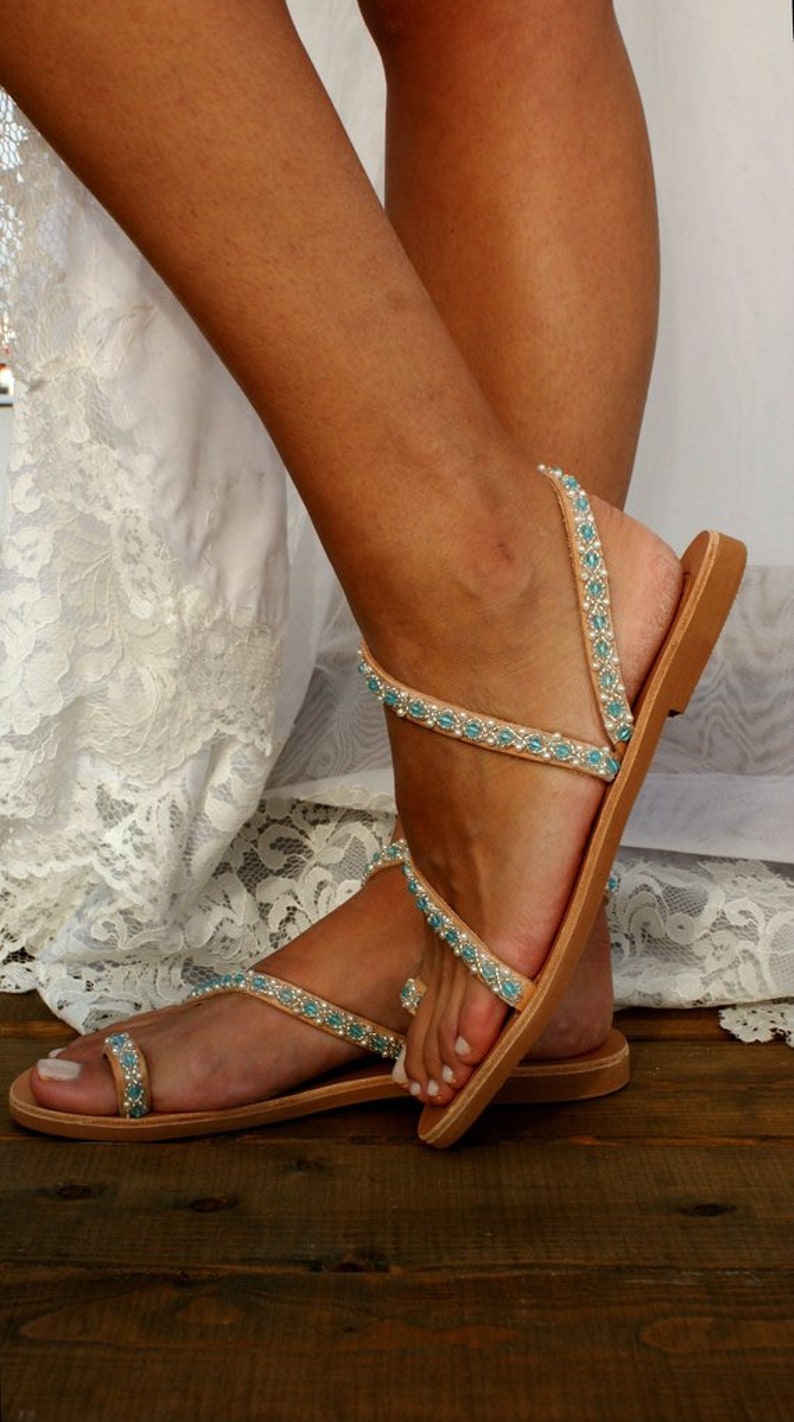 Wedding Shoes/ Blue Sandals/ Bridal Pearl Sandals/beach | Etsy