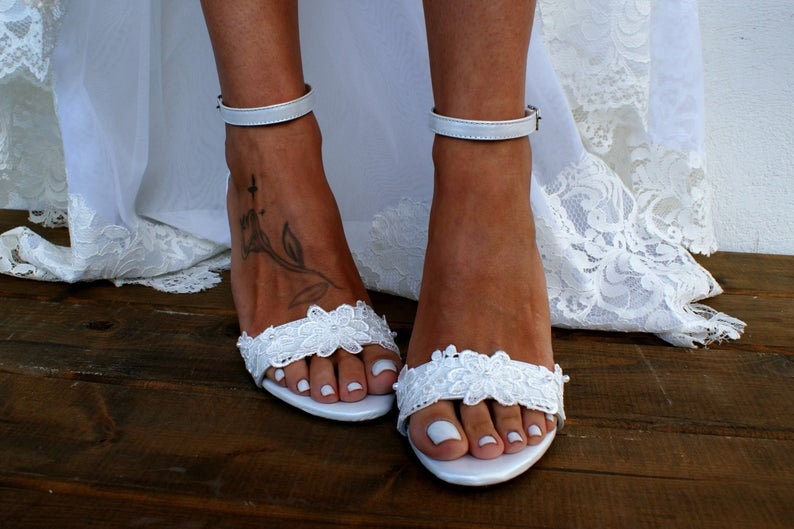 Block Heel White Leather Wedding Sandals/ Handmade Heels/ | Etsy Australia