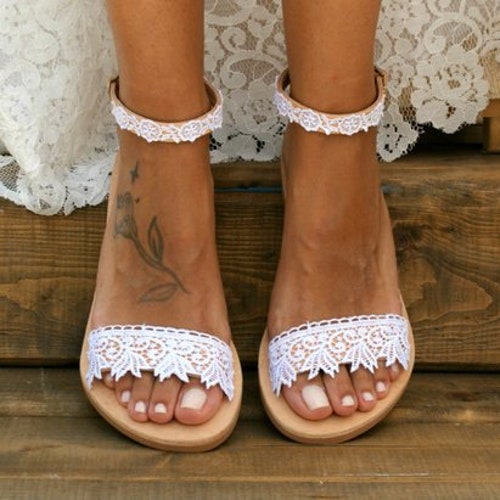 white lace wedding sandals