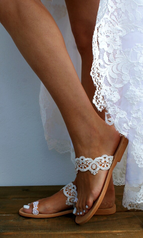 Handmade To Order Ivory Lace Wedding Sandals Bridal Shoes Etsy