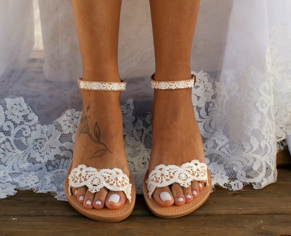 Handmade to order ivory lace sandals bridal sandals wedding shoes wedding sandals for bride ivory lace beach sandals Handmade to order ivory lace sandals bridal sandals wedding shoes wedding sandals for bride ivory lace beach sandals