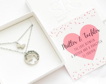 Mutter Tochter Ketten Set, Geschenk von Tochter, Mutter Tochter Schmuck Schmetterling